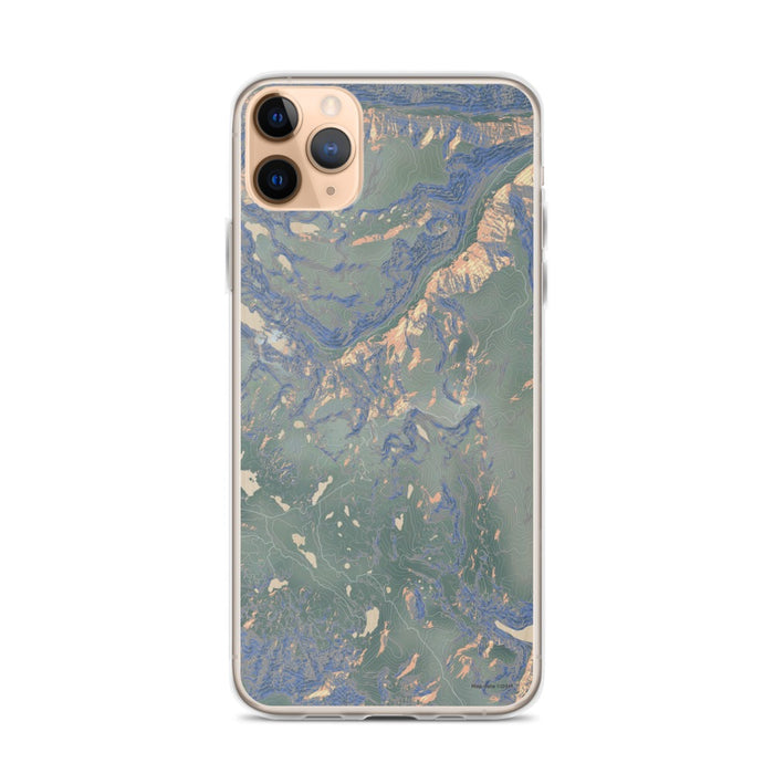 Custom iPhone 11 Pro Max Beartooth Pass Wyoming Map Phone Case in Afternoon