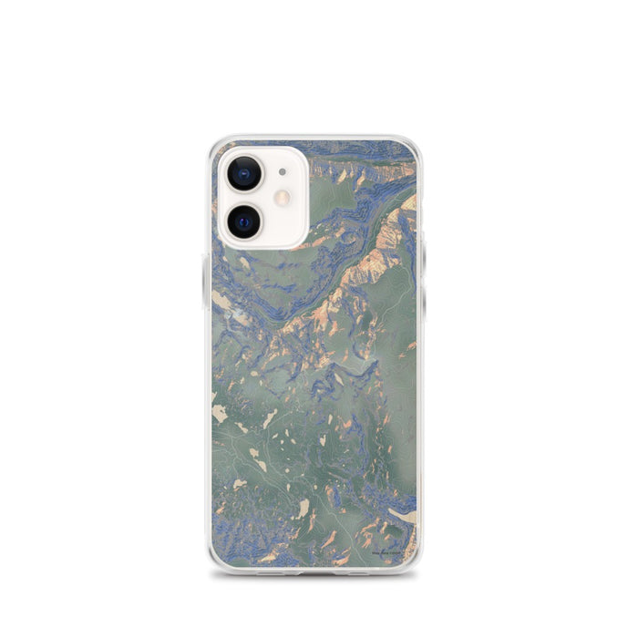 Custom iPhone 12 mini Beartooth Pass Wyoming Map Phone Case in Afternoon