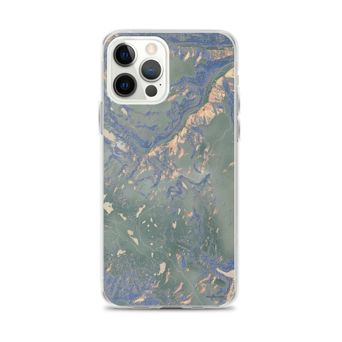 Custom iPhone 12 Pro Max Beartooth Pass Wyoming Map Phone Case in Afternoon