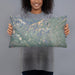 Person holding 20x12 Custom Beartooth Pass Wyoming Map Throw Pillow in Afternoon