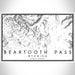 Beartooth Pass Wyoming Map Print Landscape Orientation in Classic Style With Shaded Background