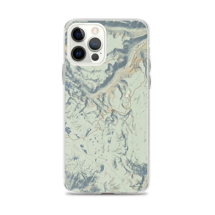 Custom iPhone 12 Pro Max Beartooth Pass Wyoming Map Phone Case in Woodblock