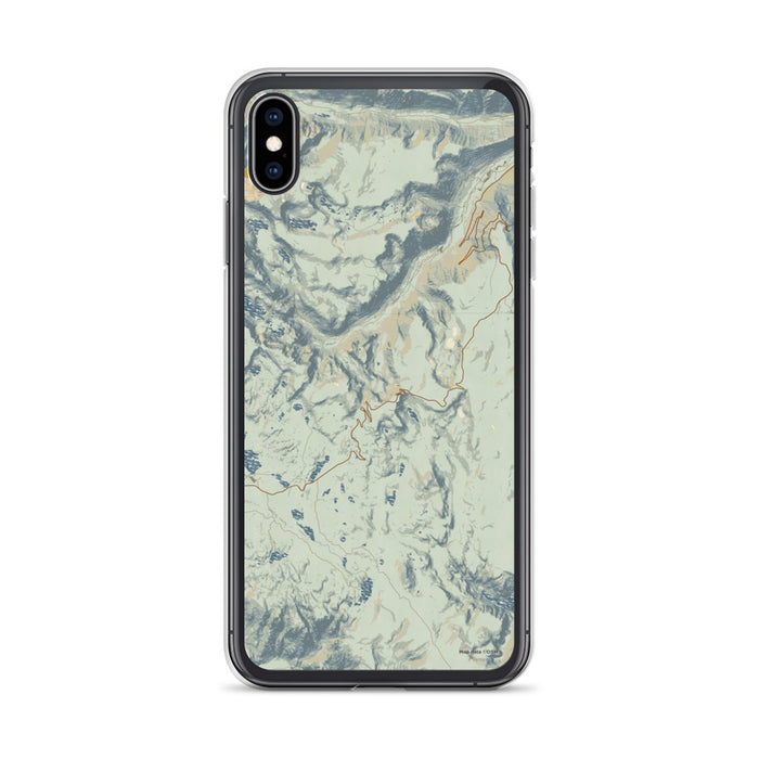 Custom iPhone XS Max Beartooth Pass Wyoming Map Phone Case in Woodblock