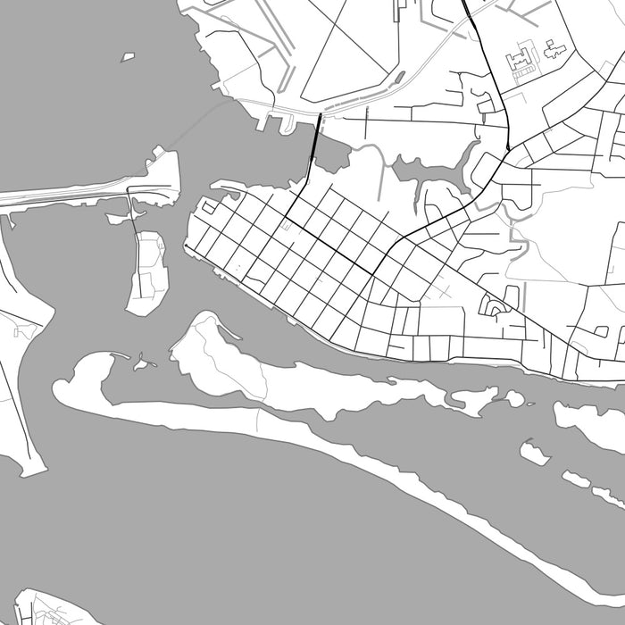 Beaufort North Carolina Map Print in Classic Style Zoomed In Close Up Showing Details