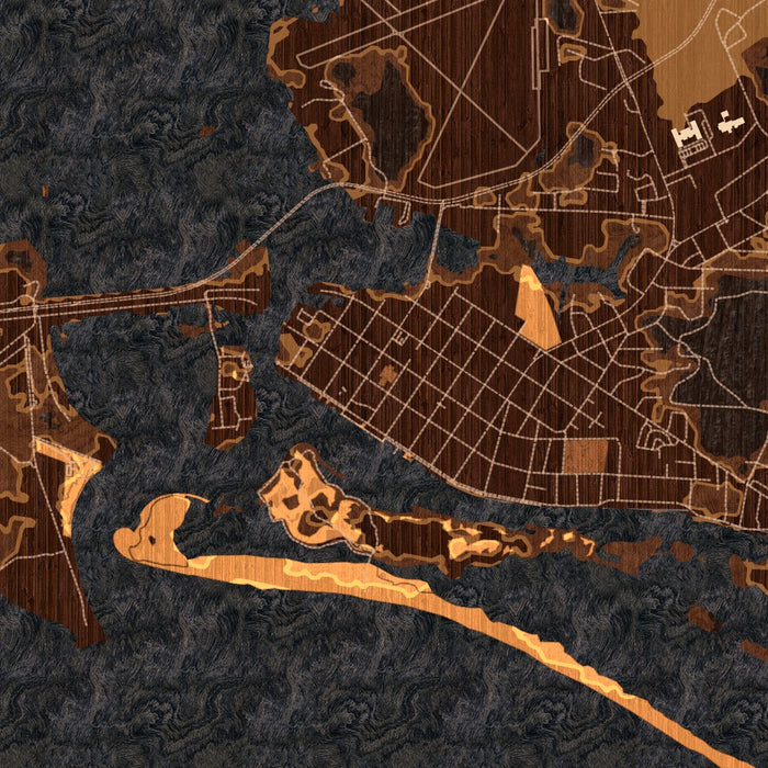 Beaufort North Carolina Map Print in Ember Style Zoomed In Close Up Showing Details
