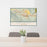 24x36 Beaumont California Map Print Lanscape Orientation in Woodblock Style Behind 2 Chairs Table and Potted Plant