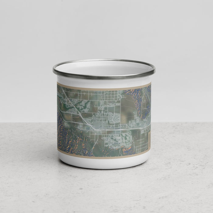 Front View Custom Beaumont California Map Enamel Mug in Afternoon