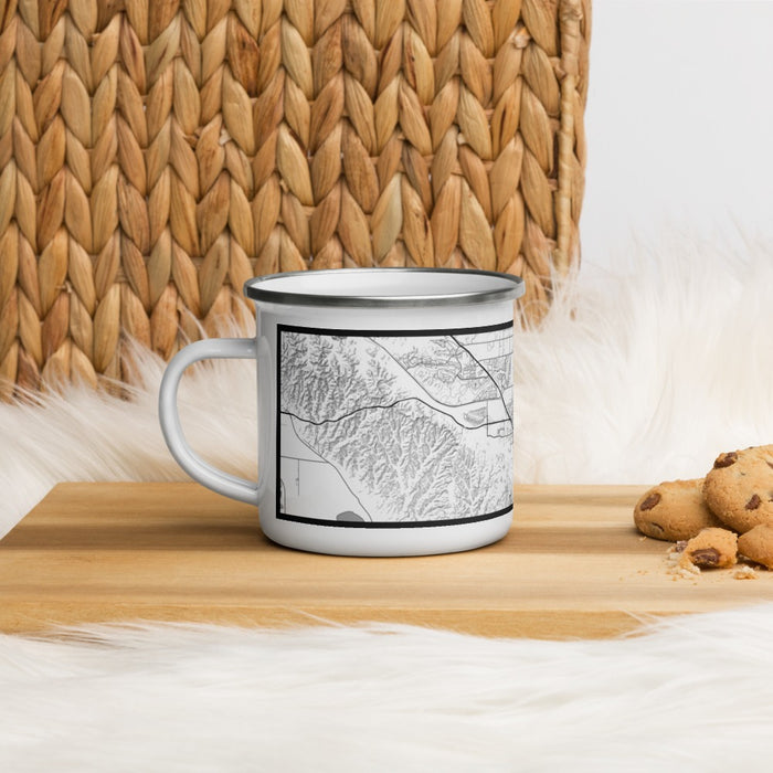Left View Custom Beaumont California Map Enamel Mug in Classic on Table Top