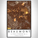Beaumont California Map Print Portrait Orientation in Ember Style With Shaded Background