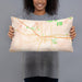 Person holding 20x12 Custom Beaumont California Map Throw Pillow in Watercolor
