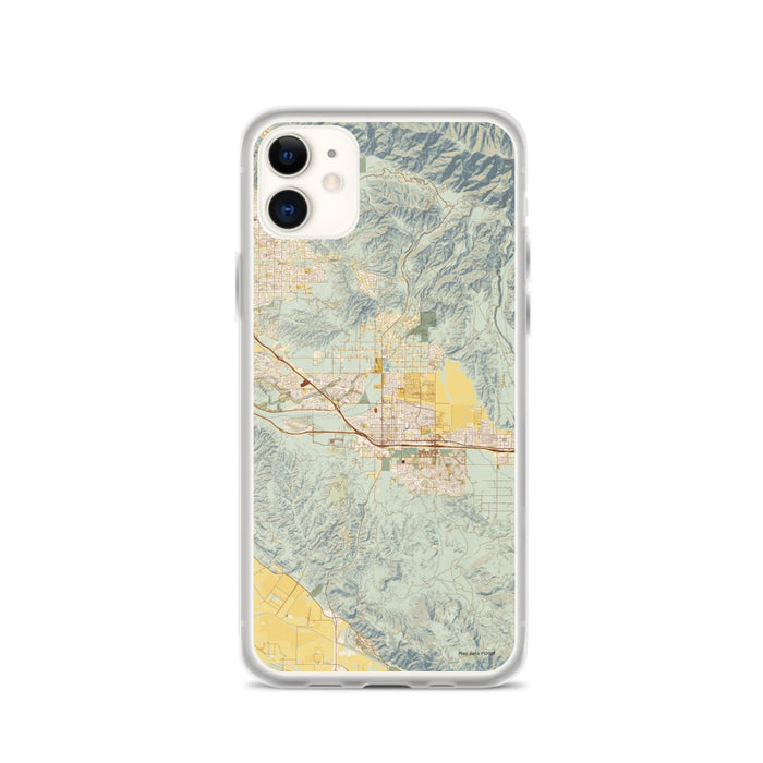 Custom iPhone 11 Beaumont California Map Phone Case in Woodblock