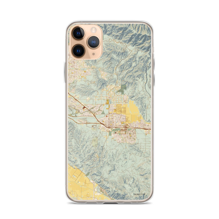 Custom iPhone 11 Pro Max Beaumont California Map Phone Case in Woodblock