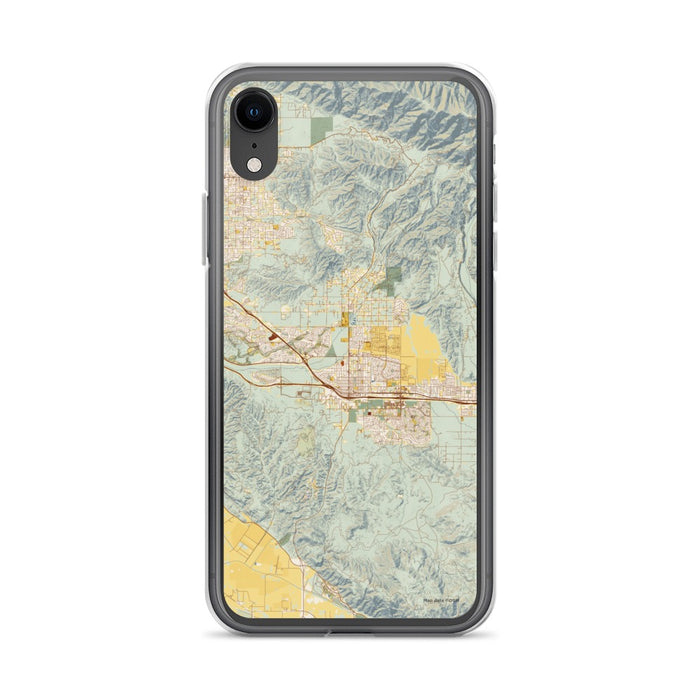 Custom iPhone XR Beaumont California Map Phone Case in Woodblock