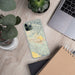 Custom Beaumont California Map Phone Case in Woodblock on Table with Laptop and Plant