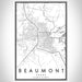 Beaumont Texas Map Print Portrait Orientation in Classic Style With Shaded Background
