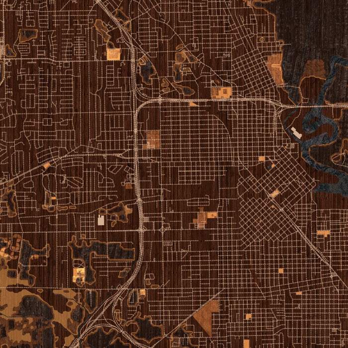Beaumont Texas Map Print in Ember Style Zoomed In Close Up Showing Details