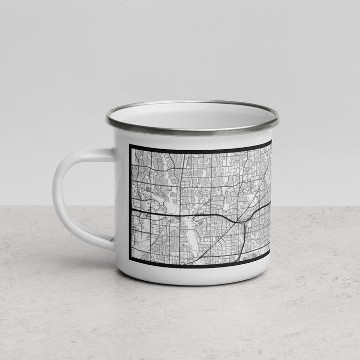 Left View Custom Bedford Texas Map Enamel Mug in Classic