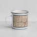 Left View Custom Bedford Texas Map Enamel Mug in Woodblock