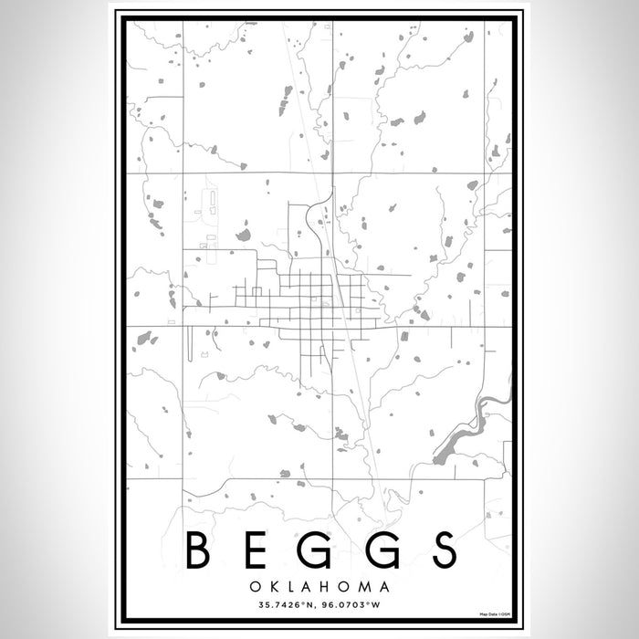 Beggs Oklahoma Map Print Portrait Orientation in Classic Style With Shaded Background
