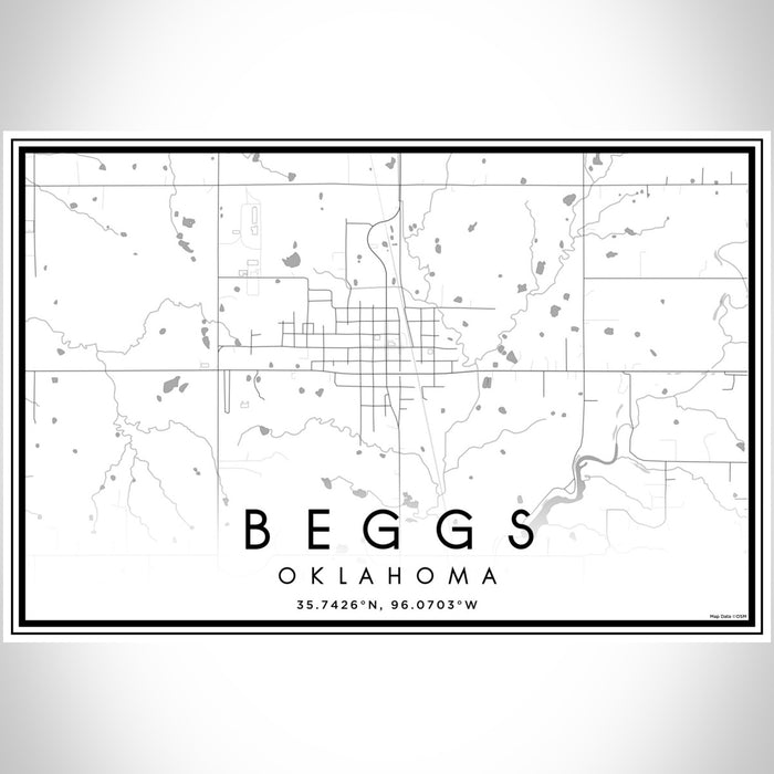 Beggs Oklahoma Map Print Landscape Orientation in Classic Style With Shaded Background