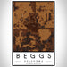 Beggs Oklahoma Map Print Portrait Orientation in Ember Style With Shaded Background