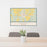 24x36 Beggs Oklahoma Map Print Landscape Orientation in Woodblock Style Behind 2 Chairs Table and Potted Plant