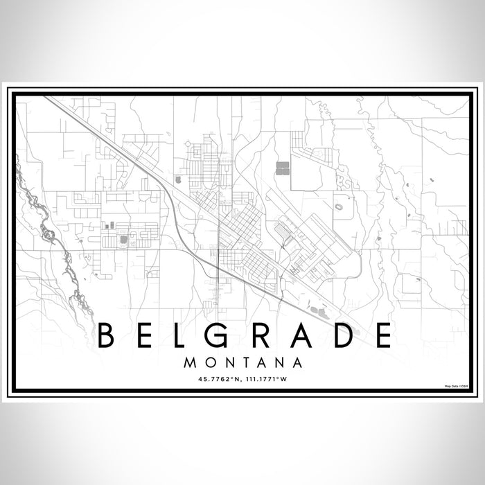 Belgrade Montana Map Print Landscape Orientation in Classic Style With Shaded Background