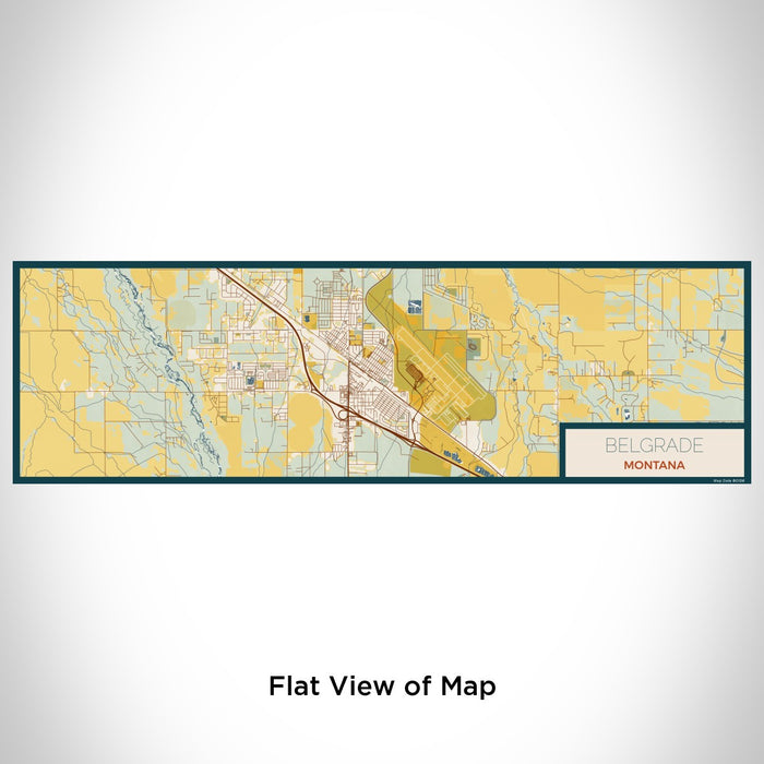 Flat View of Map Custom Belgrade Montana Map Enamel Mug in Woodblock