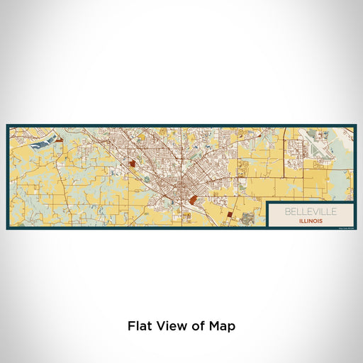 Flat View of Map Custom Belleville Illinois Map Enamel Mug in Woodblock