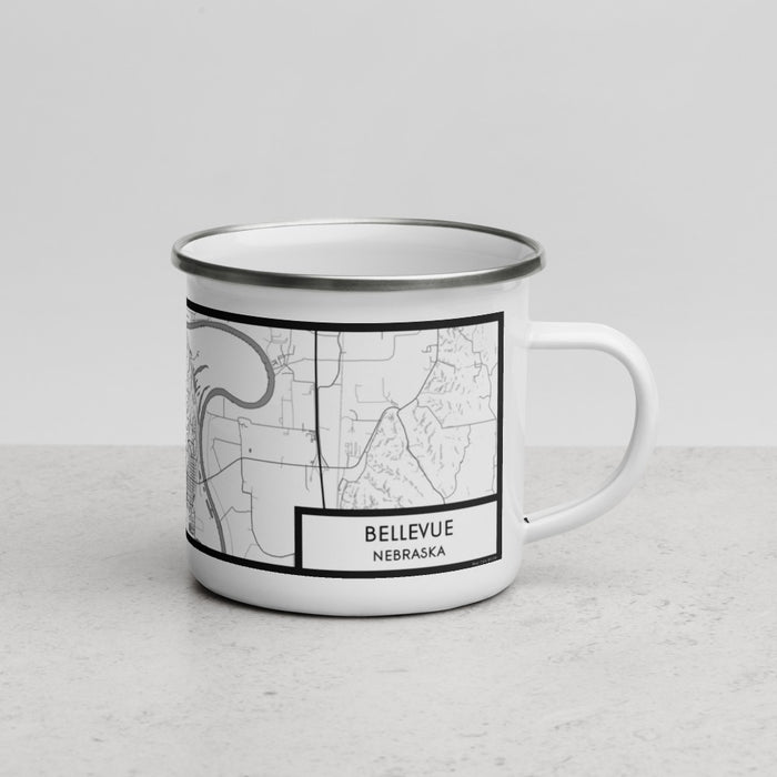 Right View Custom Bellevue Nebraska Map Enamel Mug in Classic