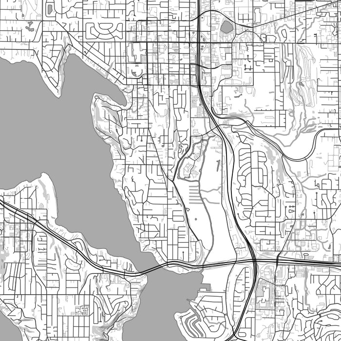 Bellevue Washington Map Print in Classic Style Zoomed In Close Up Showing Details