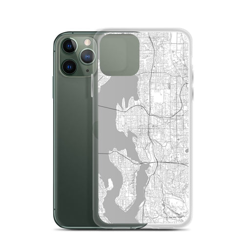 Custom Bellevue Washington Map Phone Case in Classic on Table with Laptop and Plant