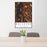 24x36 Bellevue Washington Map Print Portrait Orientation in Ember Style Behind 2 Chairs Table and Potted Plant