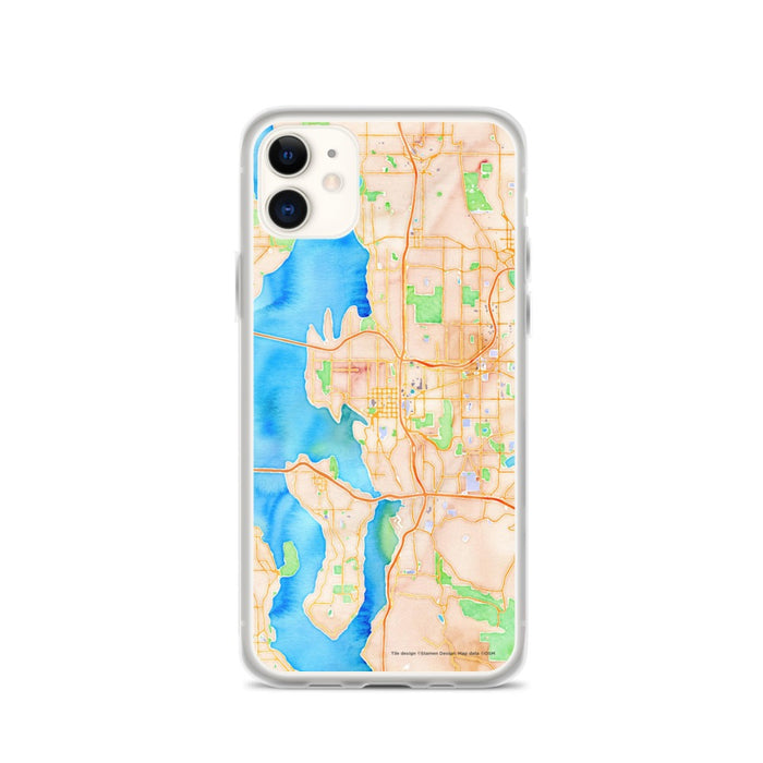 Custom Bellevue Washington Map Phone Case in Watercolor