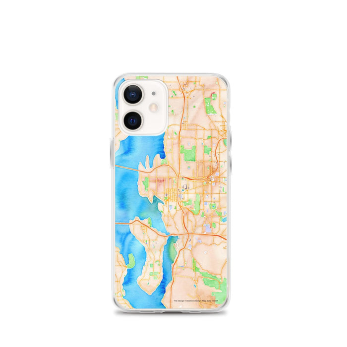 Custom Bellevue Washington Map iPhone 12 mini Phone Case in Watercolor