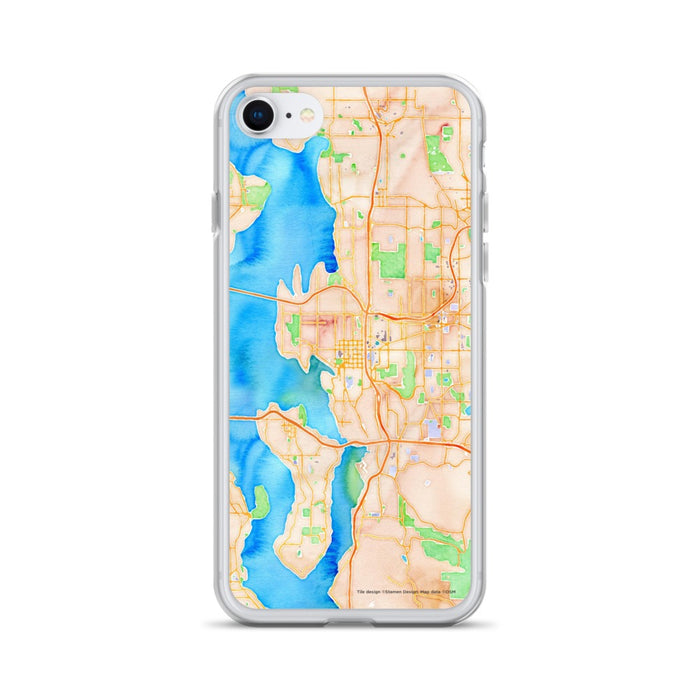 Custom Bellevue Washington Map iPhone SE Phone Case in Watercolor
