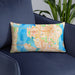 Custom Bellevue Washington Map Throw Pillow in Watercolor on Blue Colored Chair