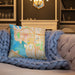 Custom Bellevue Washington Map Throw Pillow in Watercolor on Cream Colored Couch