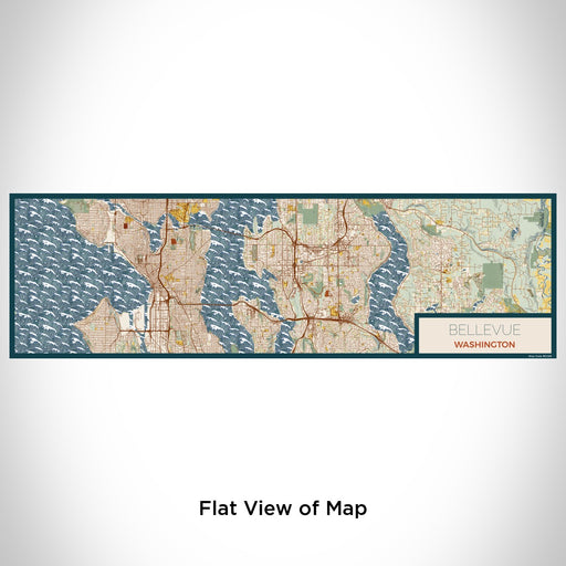 Flat View of Map Custom Bellevue Washington Map Enamel Mug in Woodblock