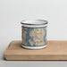 Front View Custom Bellevue Washington Map Enamel Mug in Woodblock on Cutting Board