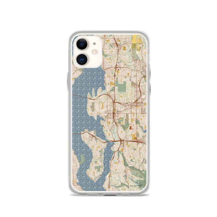 Custom Bellevue Washington Map Phone Case in Woodblock
