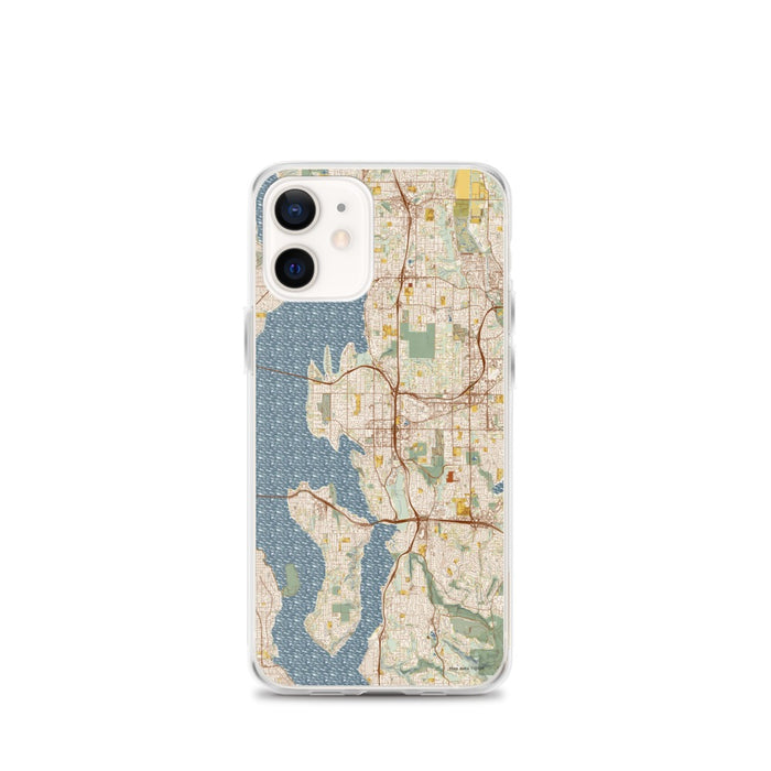 Custom Bellevue Washington Map iPhone 12 mini Phone Case in Woodblock