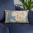 Custom Bellevue Washington Map Throw Pillow in Woodblock on Blue Colored Chair
