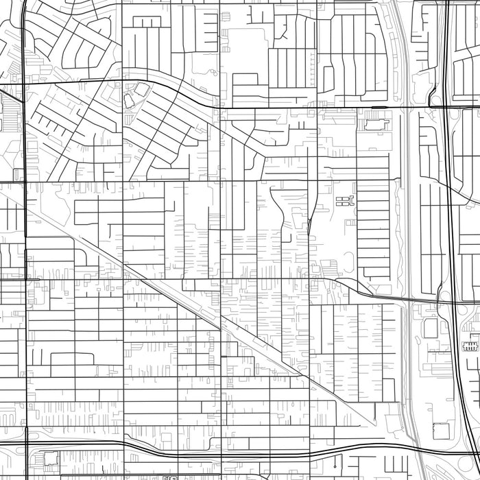 Bellflower California Map Print in Classic Style Zoomed In Close Up Showing Details