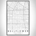 Bellflower California Map Print Portrait Orientation in Classic Style With Shaded Background