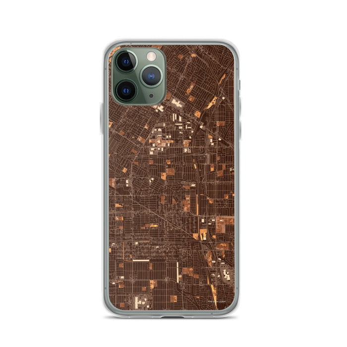 Custom iPhone 11 Pro Bellflower California Map Phone Case in Ember