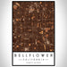 Bellflower California Map Print Portrait Orientation in Ember Style With Shaded Background