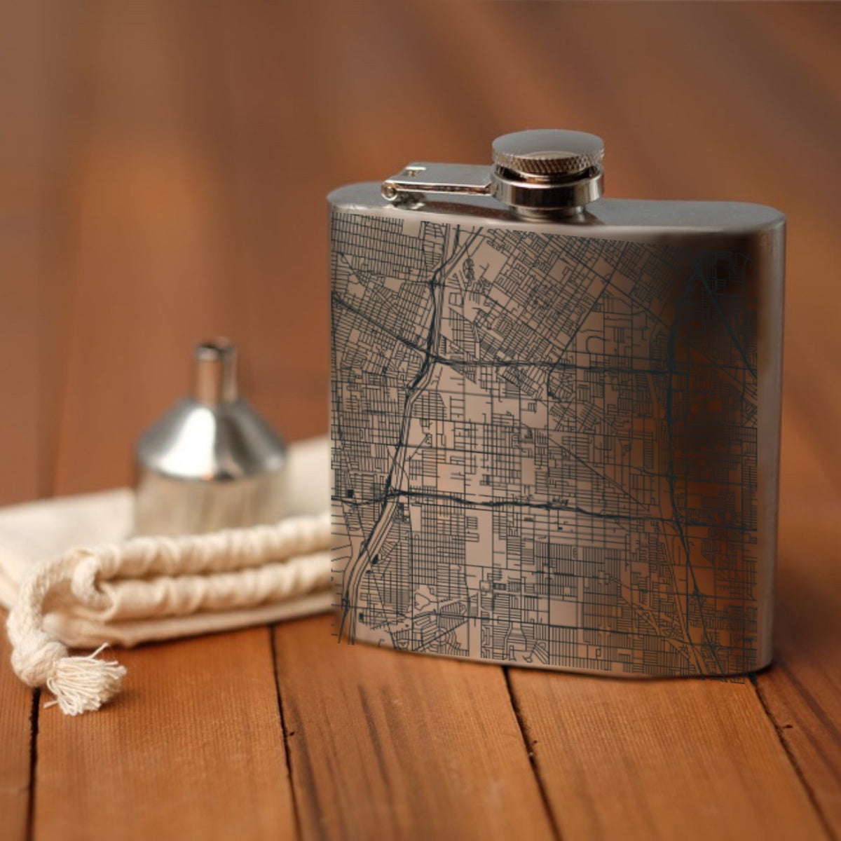 Bellflower California Engraved Map Hip Flask — JACE Maps