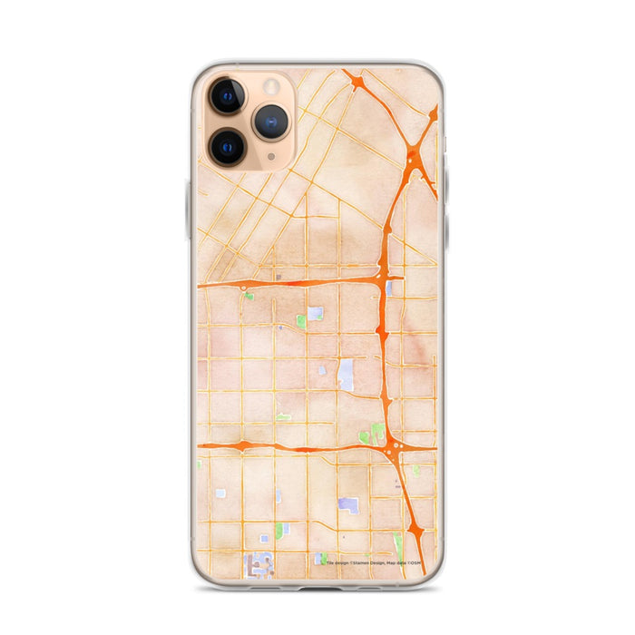 Custom iPhone 11 Pro Max Bellflower California Map Phone Case in Watercolor