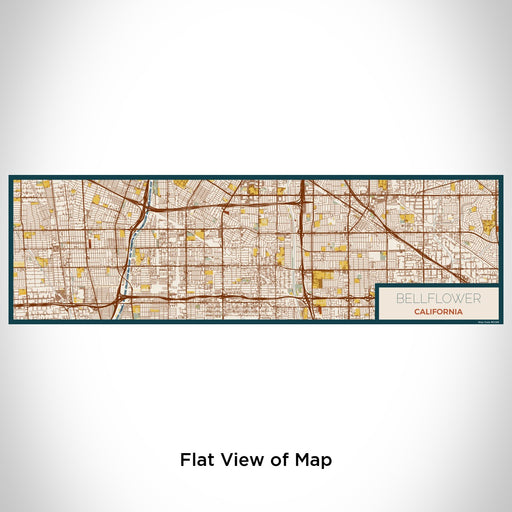 Flat View of Map Custom Bellflower California Map Enamel Mug in Woodblock